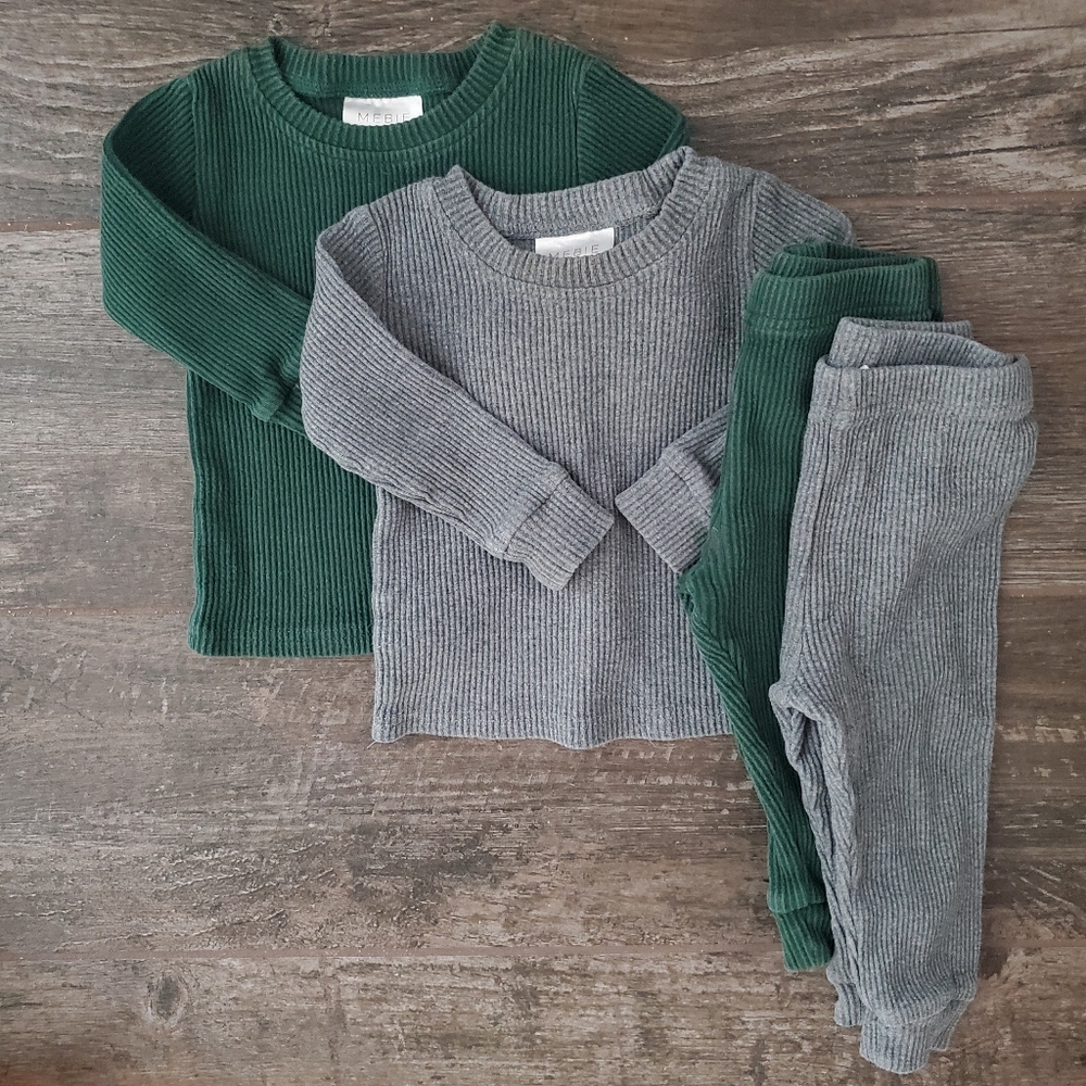 2 Mebie Baby Two-Piece Ribbed Cozy Sets size 18 month